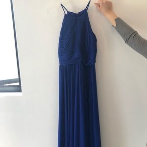 Blue spaghetti strap maxi gown